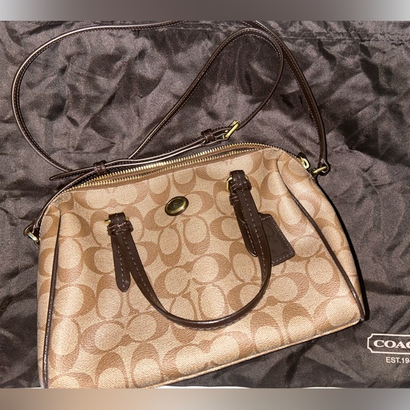 Coach Tan and Brown Signature Satchel - Picture 1 of 7